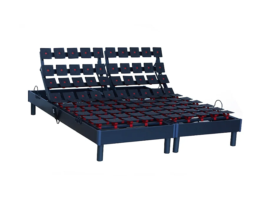 Lot de Sommiers tous plots reglables gris Dimensions - 2x90 x 200 cm