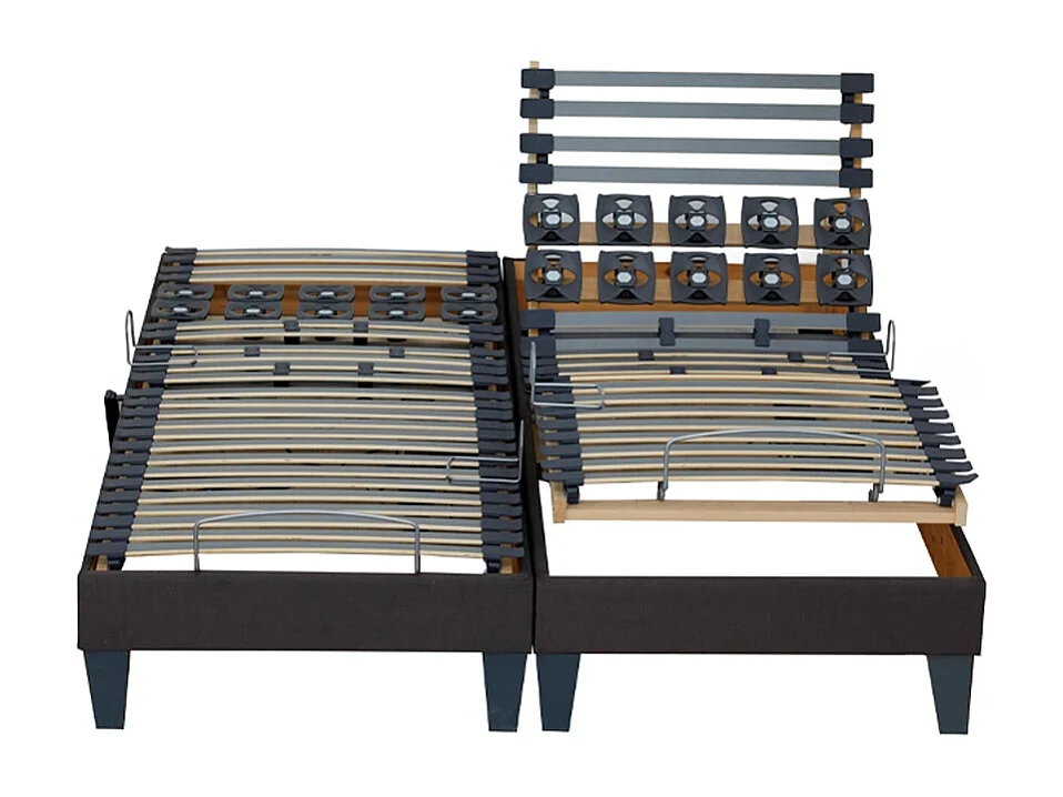 Lot de Sommiers lattes plus plots gris anthracite Dimensions - 2x90 x 200 cm