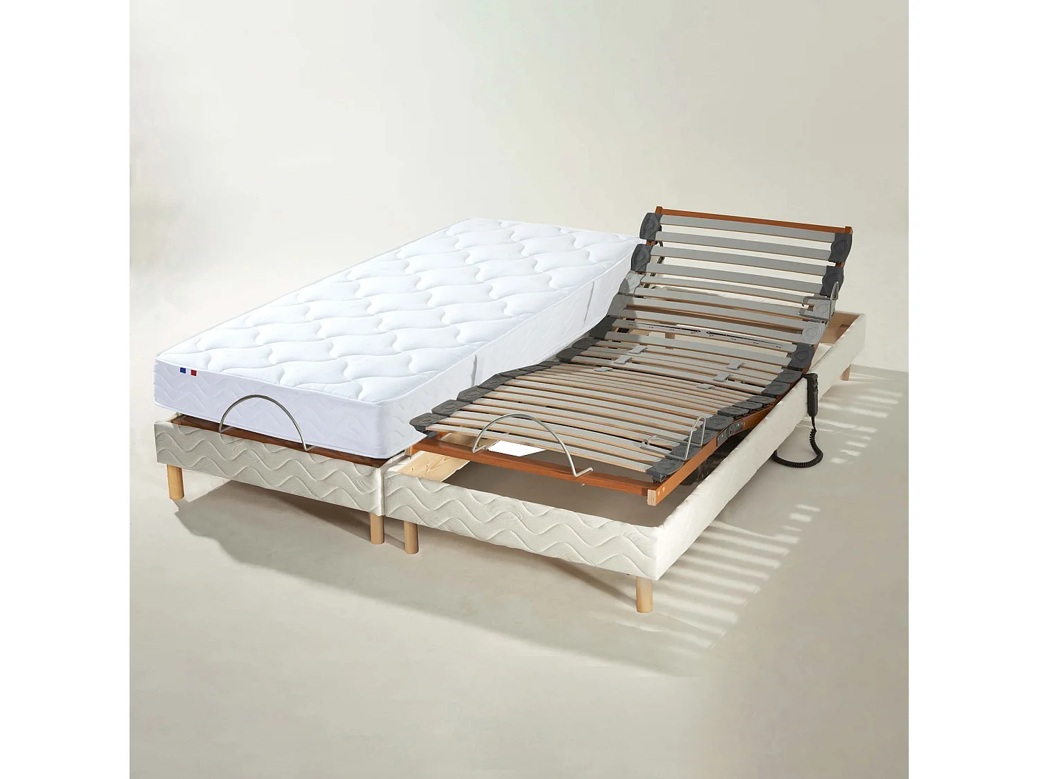 Lot de sommiers avec réglage fermeté au niveau lombaire Dimensions - 2x70 x 190 cm