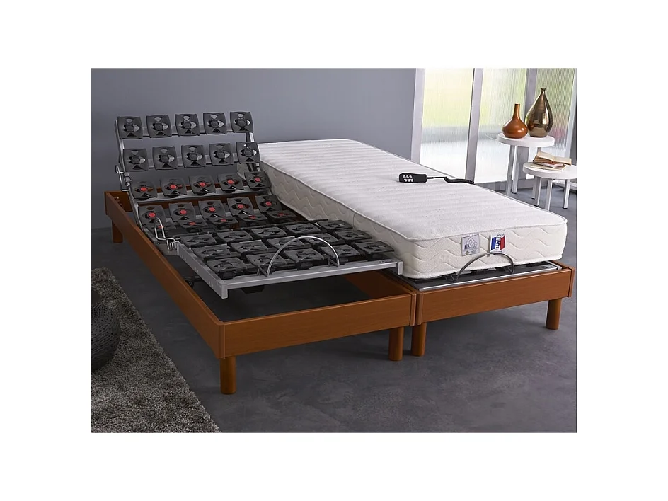 Lot 2 Sommiers relaxation electrique tous plots avec Reglage fermete lombaire Dimensions - 2x90 x 200 cm