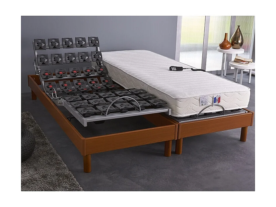 Lot 2 Sommiers relaxation electrique tous plots avec Reglage fermete lombaire Dimensions - 2x90 x 200 cm