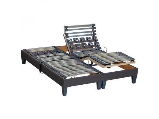 vente unique Lot de Sommiers lattes plus plots gris anthracite Dimensions - 2x80 x 200 cm