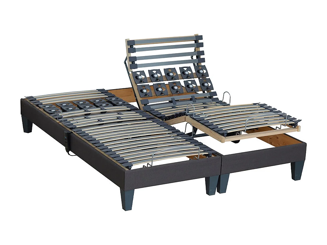 Lot de Sommiers lattes plus plots gris anthracite Dimensions - 2x80 x 200 cm