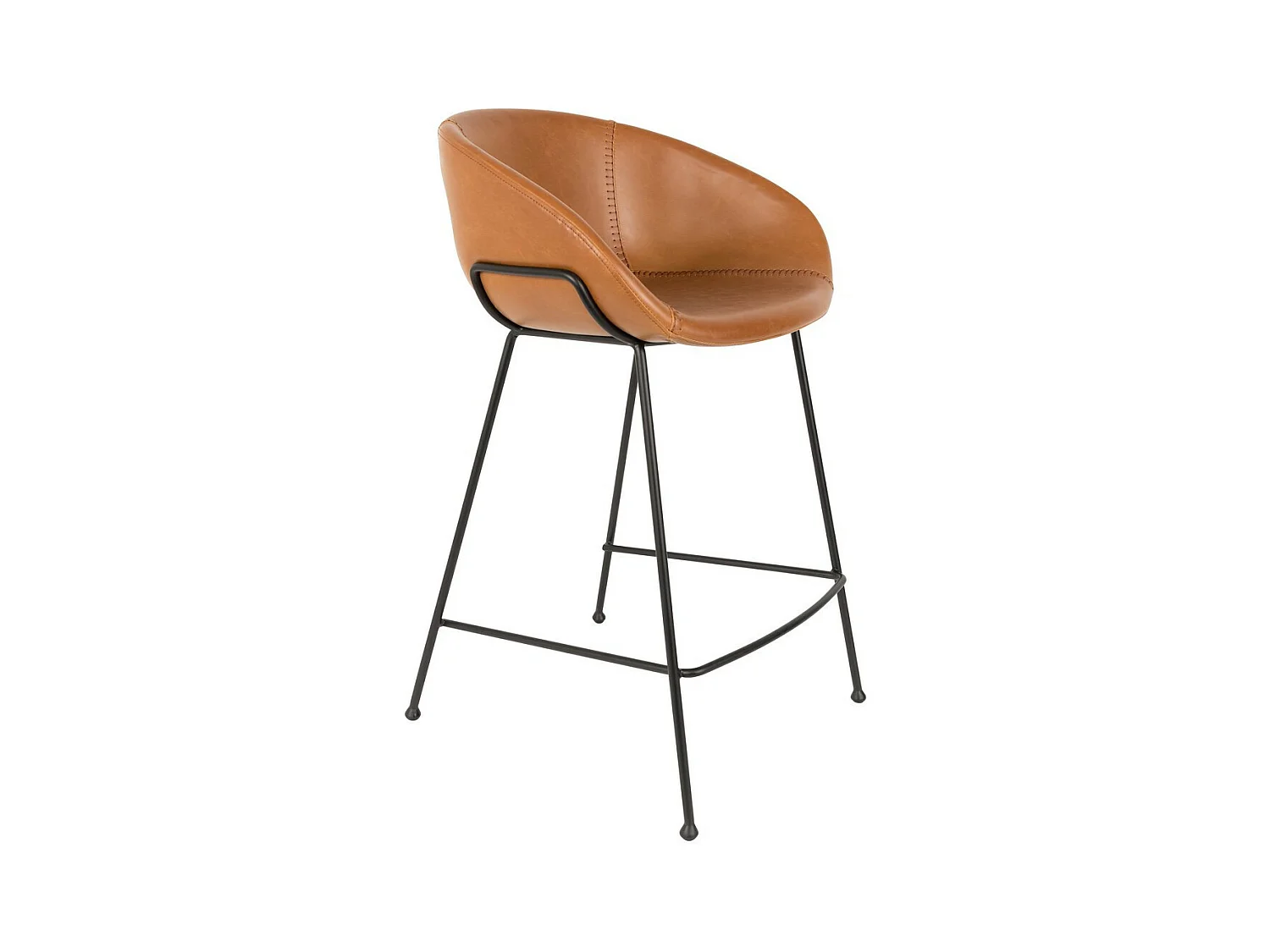 FESTON - Chaise de bar simili cuir marron avec dossier H76