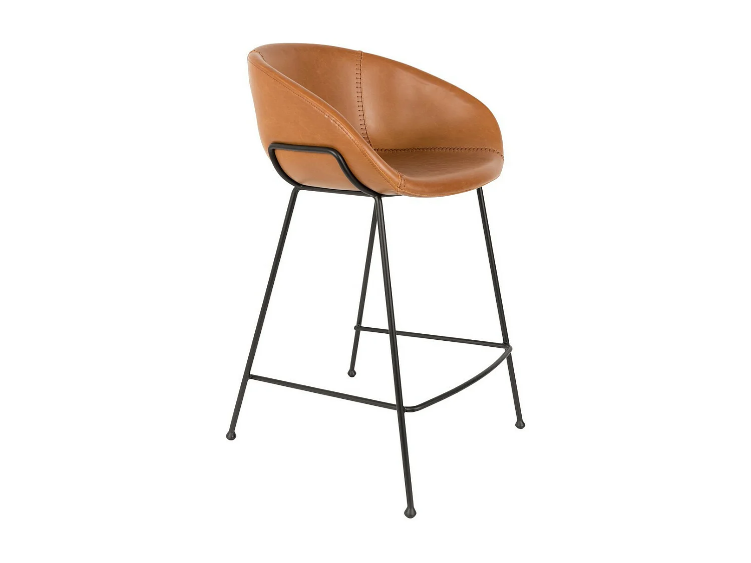 FESTON - Chaise de bar simili cuir marron avec dossier H76