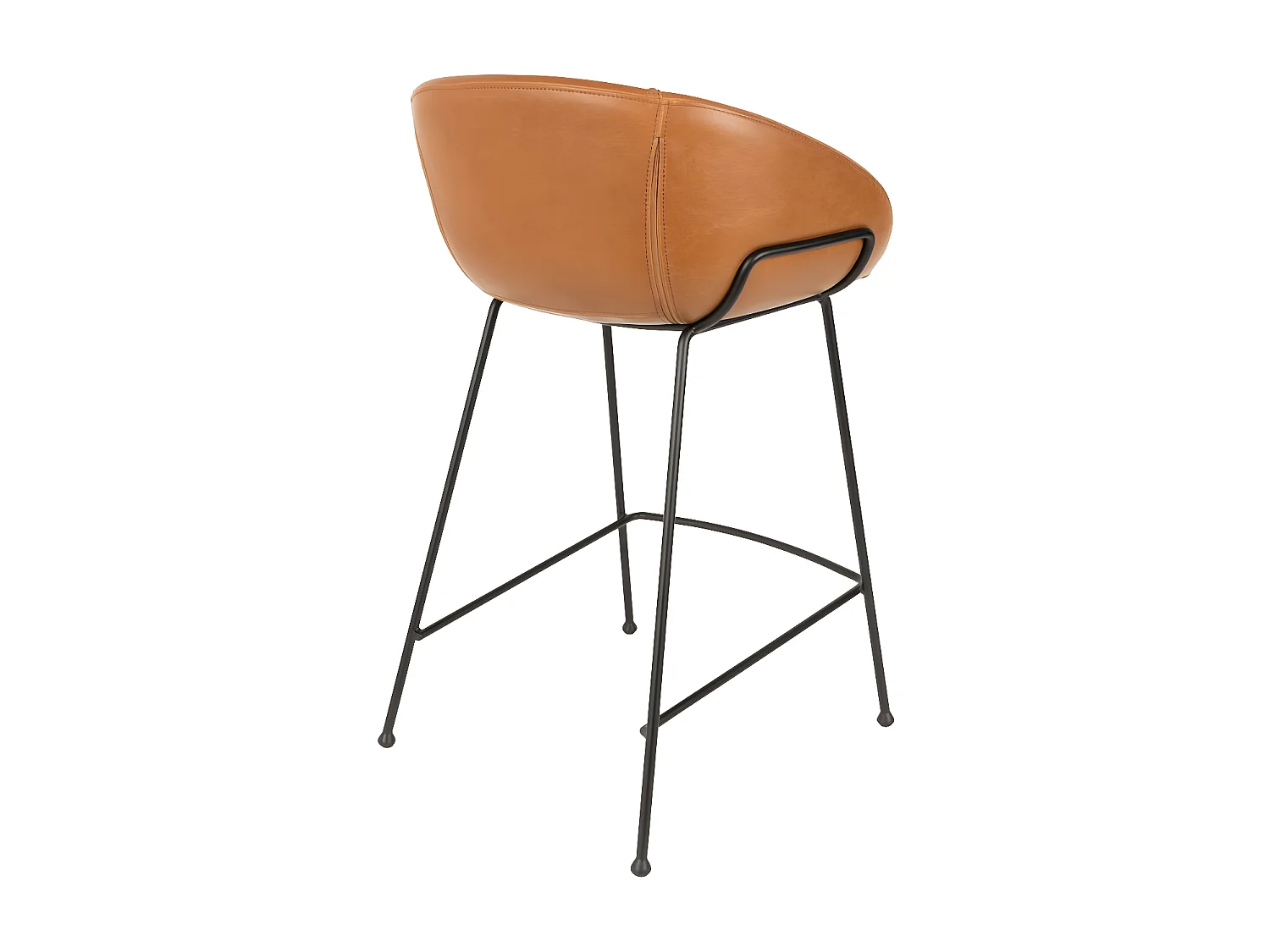 FESTON - Chaise de bar simili cuir marron avec dossier H76