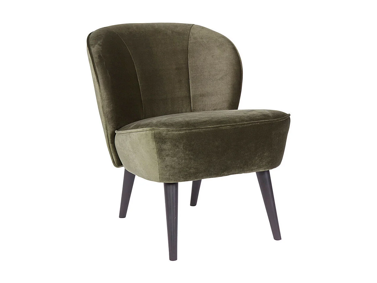 Sara - Fauteuil cocktail en velours - Vert kaki
