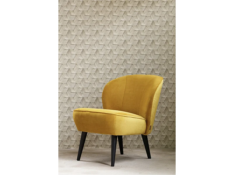 SARA - Fauteuil en velours jaune ocre