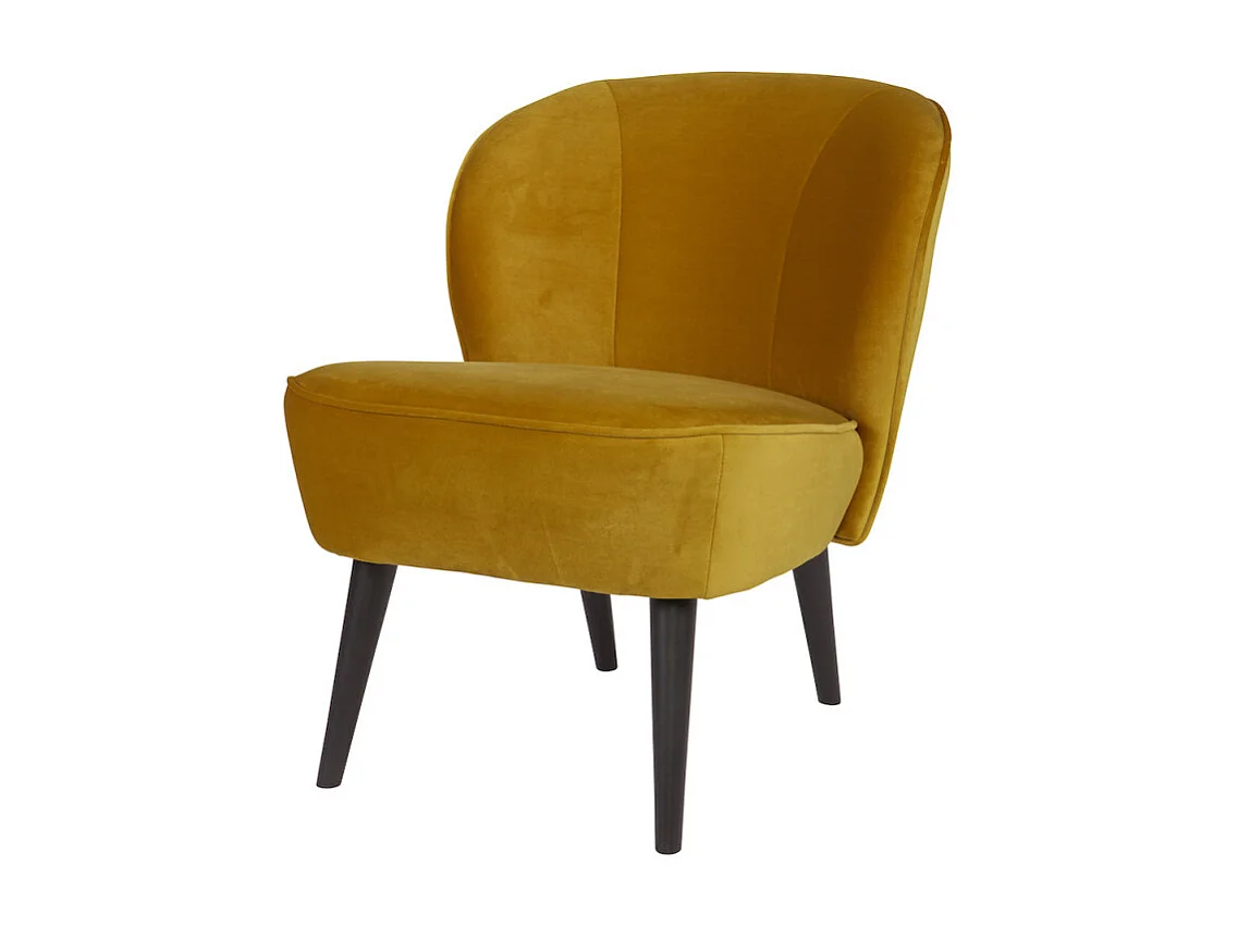 SARA - Fauteuil en velours jaune ocre