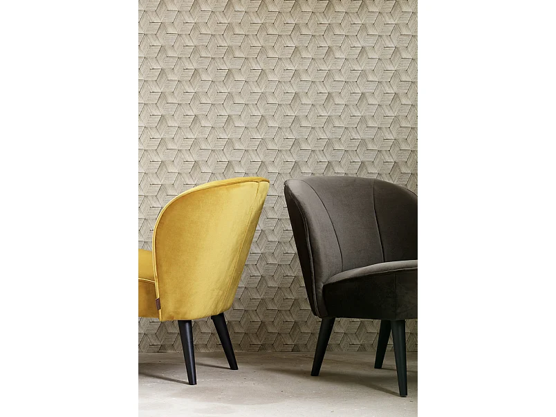 SARA - Fauteuil en velours jaune ocre