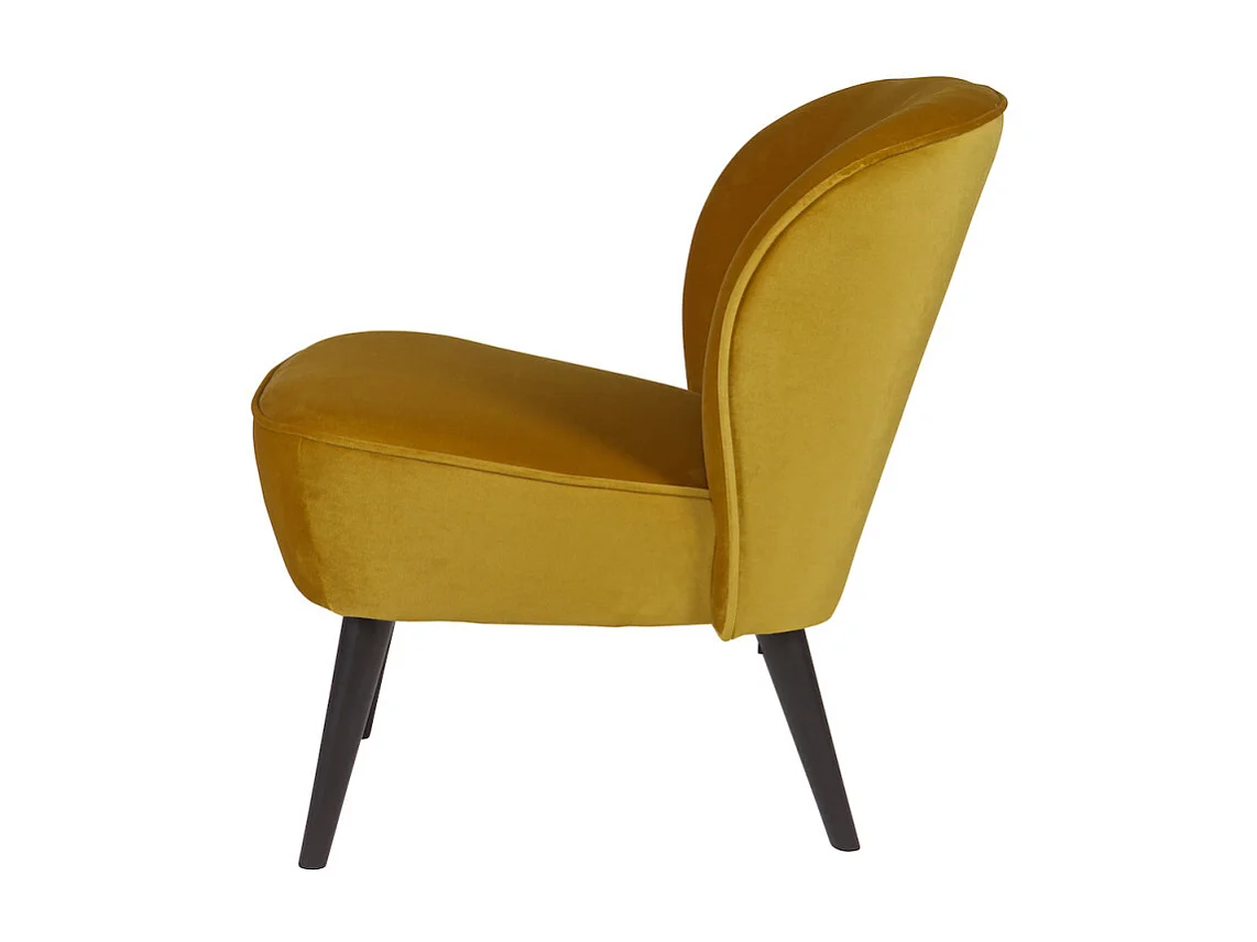 SARA - Fauteuil en velours jaune ocre
