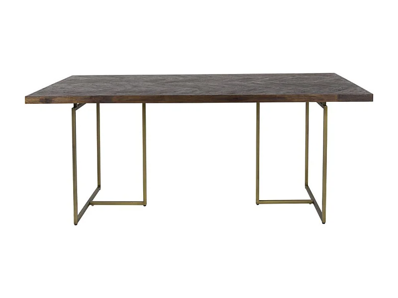 Class - Table à manger 8 personnes à chevrons bois et laiton - Bois foncé