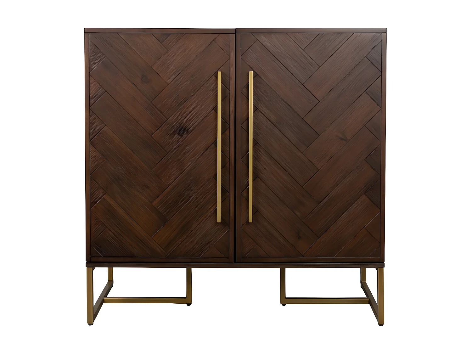 CLASS - Meuble Bar en Bois d'Acacia et Laiton Antique