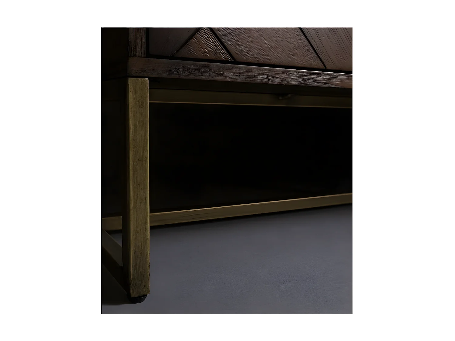 CLASS - Meuble Bar en Bois d'Acacia et Laiton Antique