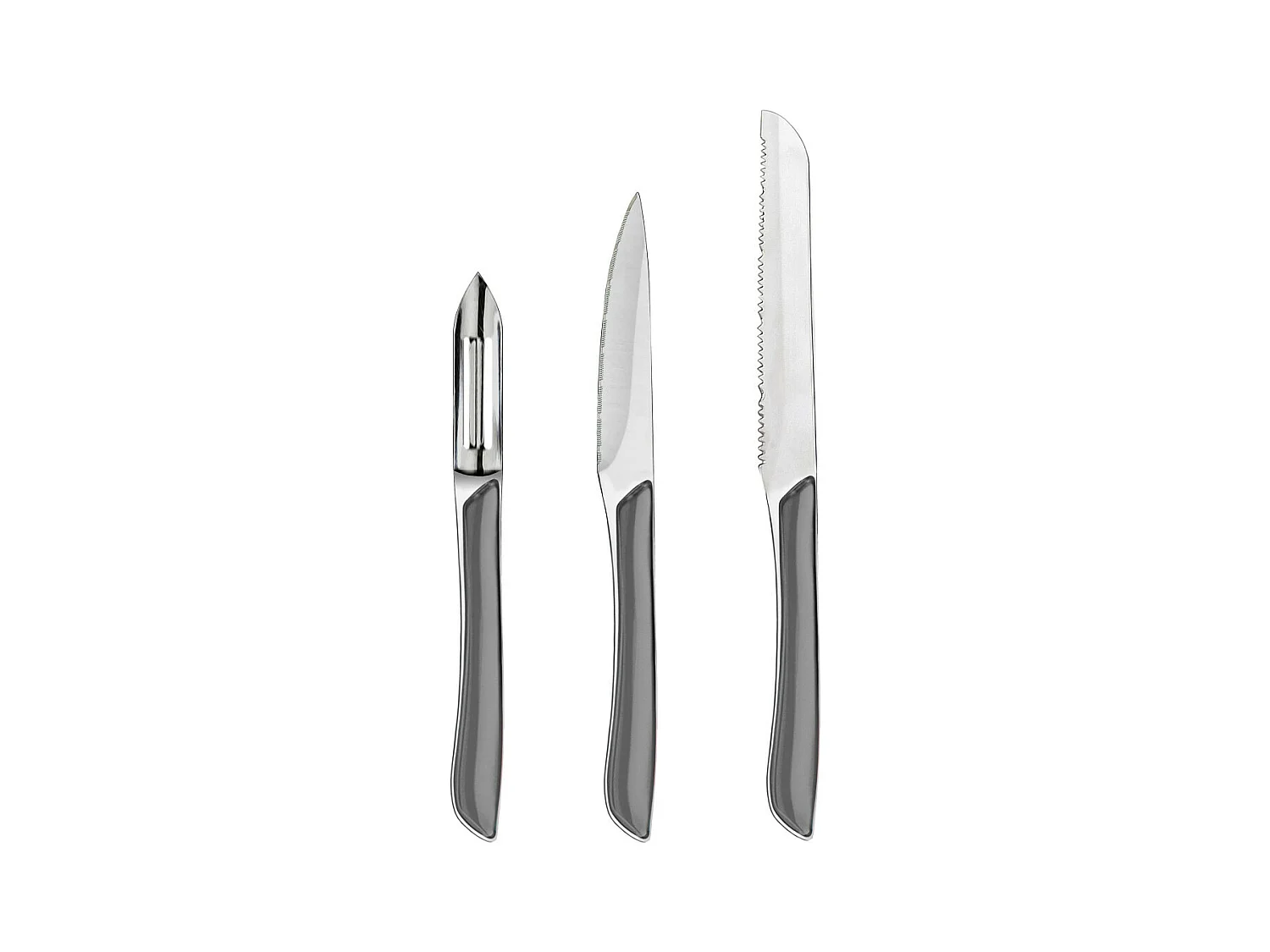 Eclat Gris - Set 3 couteaux : office, éplucheur, petits-légumes