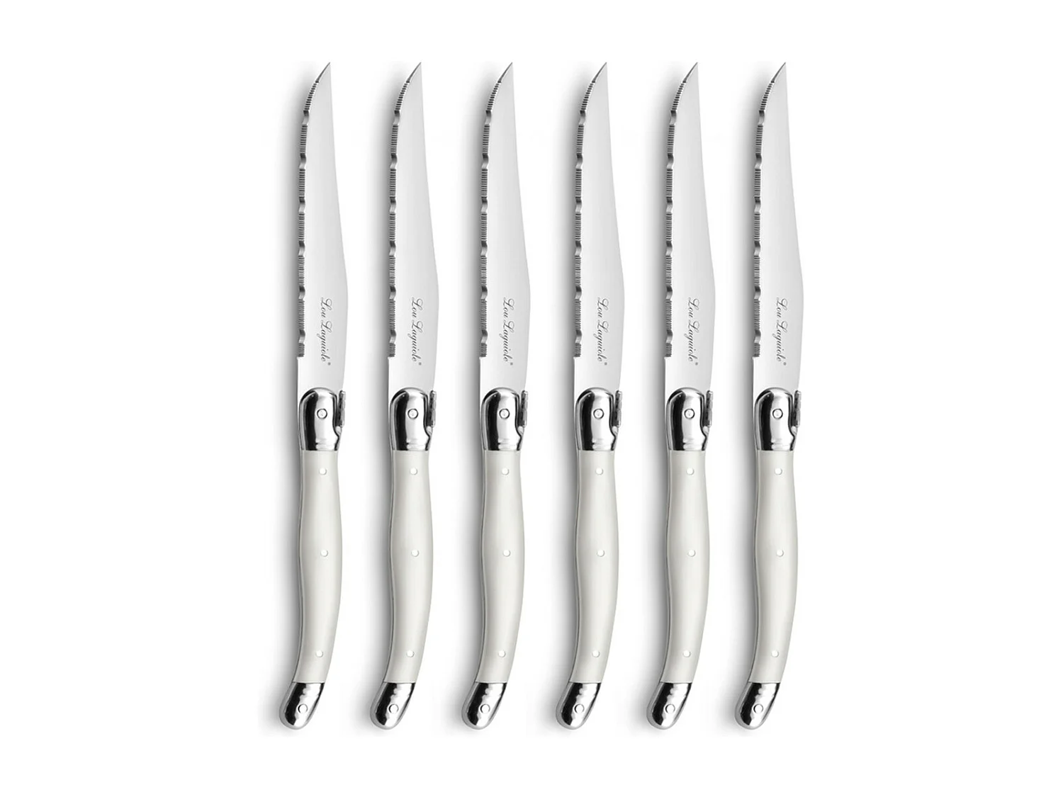 Conjunto de 6 facas de carne Lou Laguiole Rustic em aço temperado com mitres em aço inoxidável