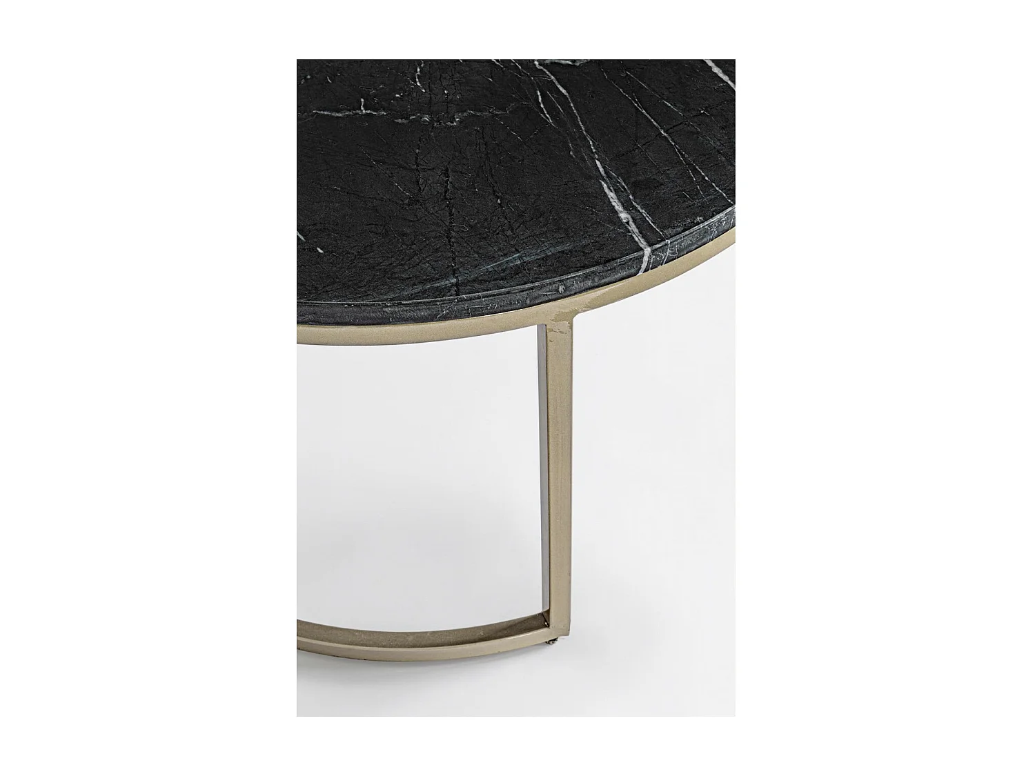 BUBBLE - Set de 2 tables rondes en marbre noir et acier