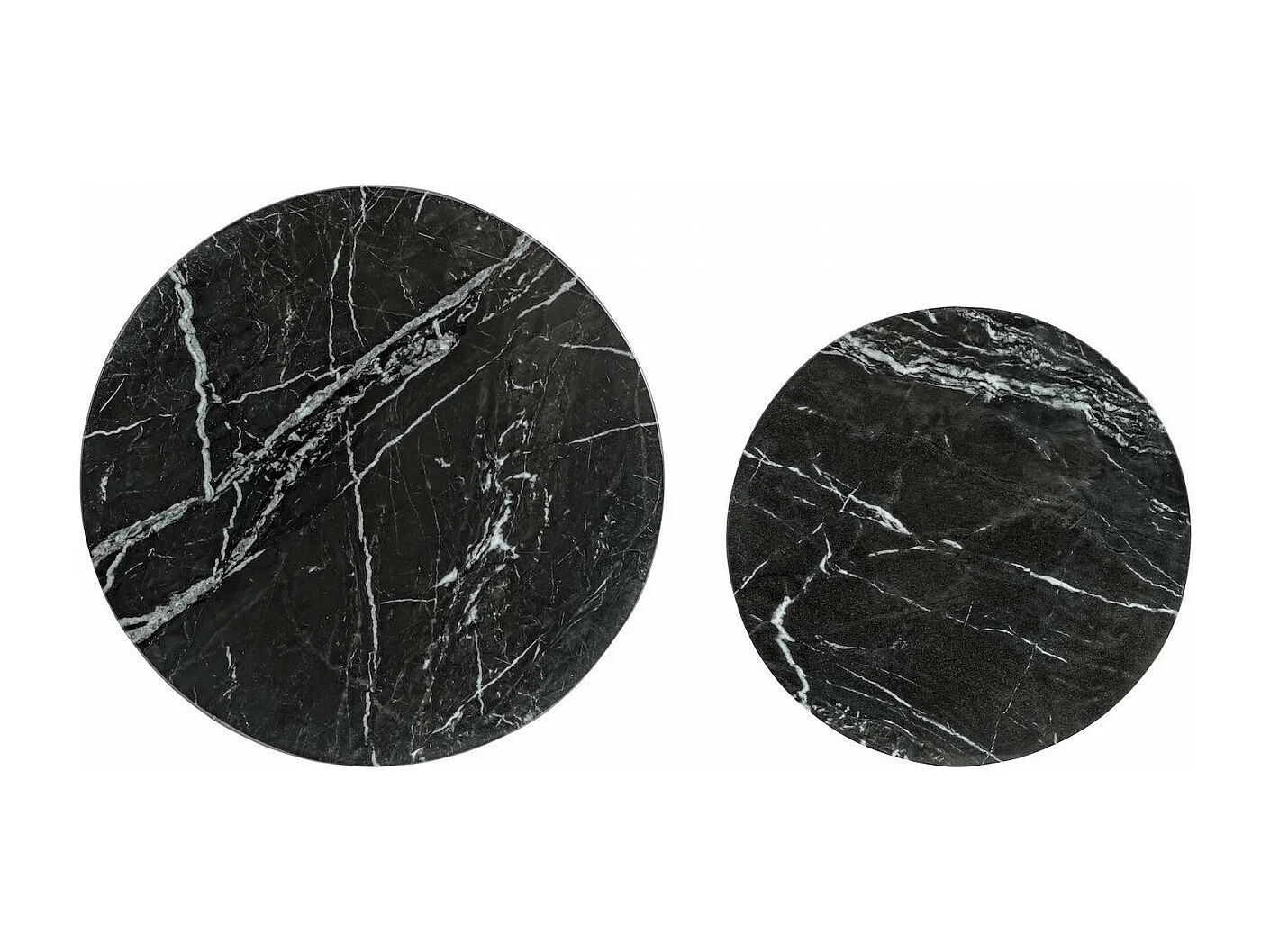 BUBBLE - Set de 2 tables rondes en marbre noir et acier