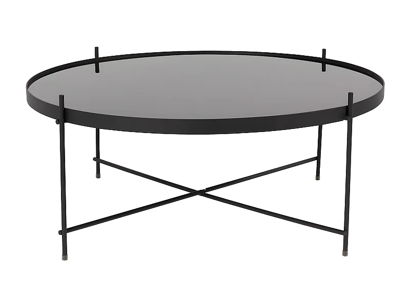CUPID - Table basse en verre trempé et acier noir XXL