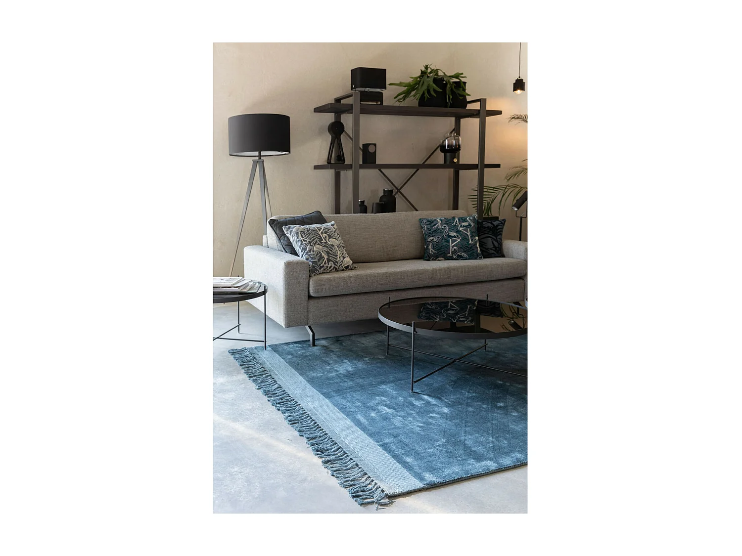 CUPID - Table basse en verre trempé et acier noir XXL