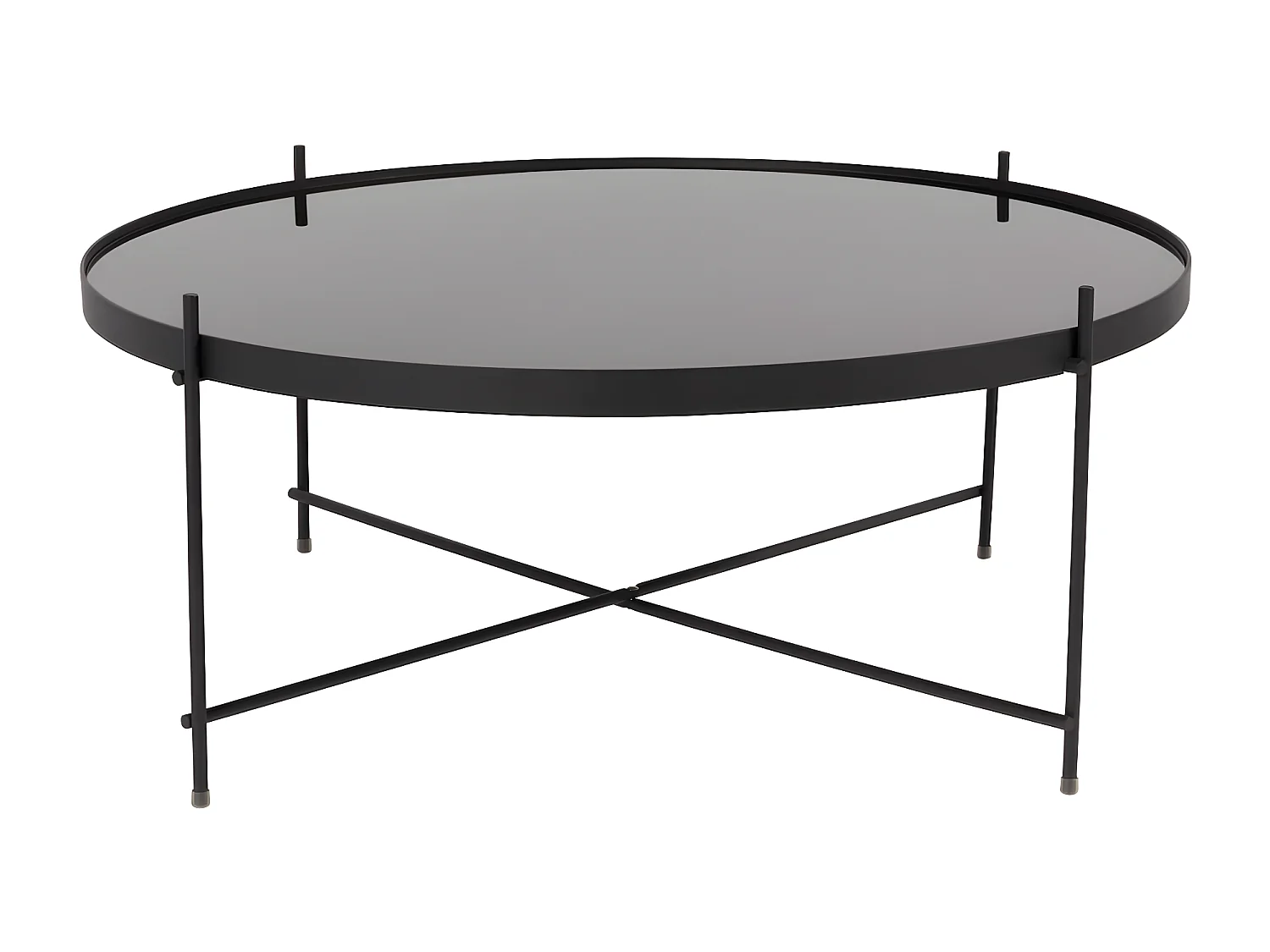 CUPID - Table basse en verre trempé et acier noir XXL