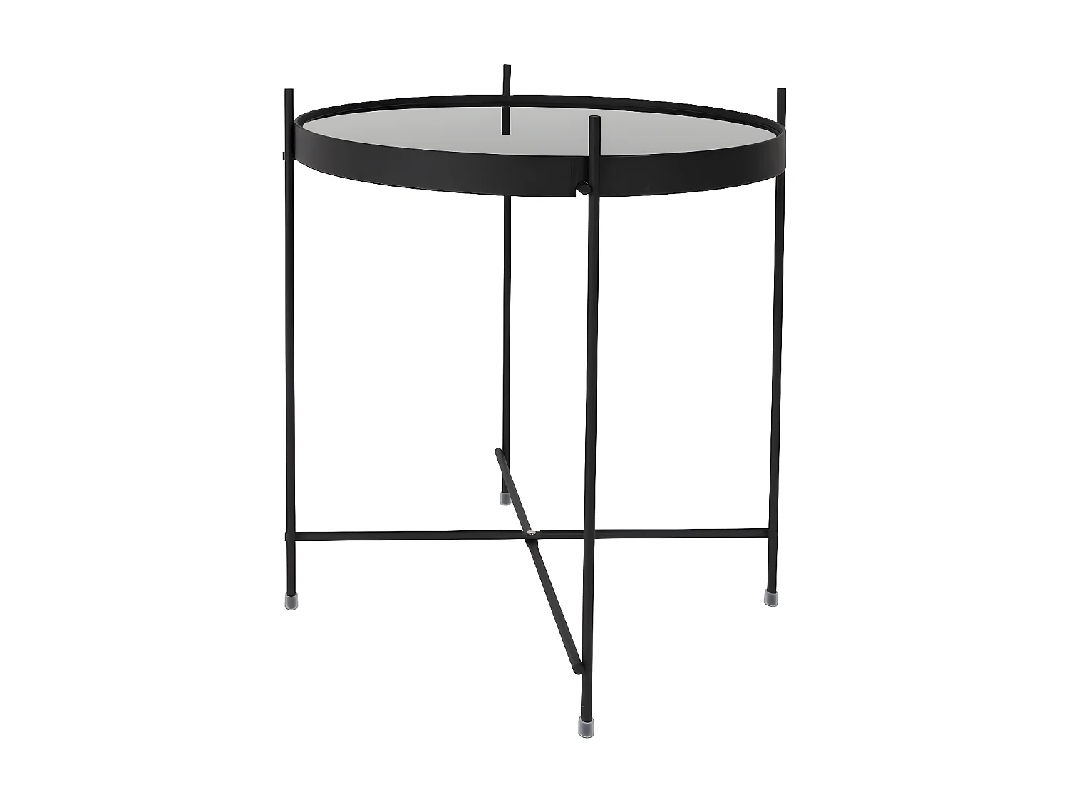 CUPID - Table basse en verre et acier laqué noir