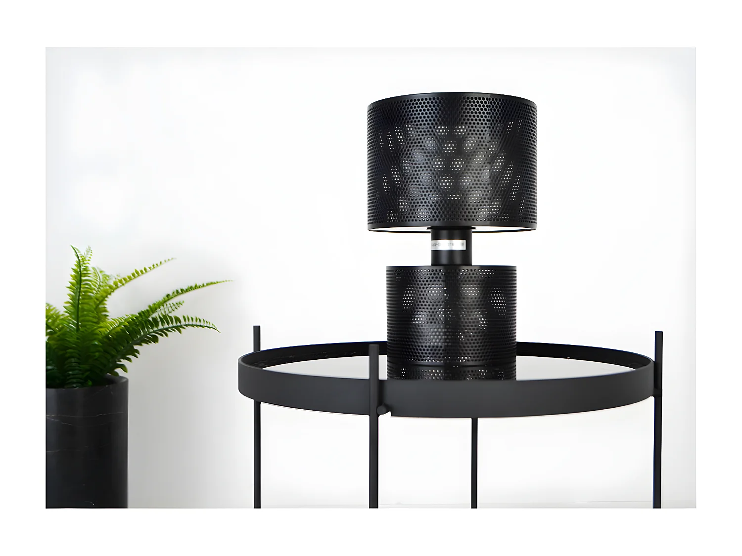 CUPID - Table basse en verre et acier laqué noir