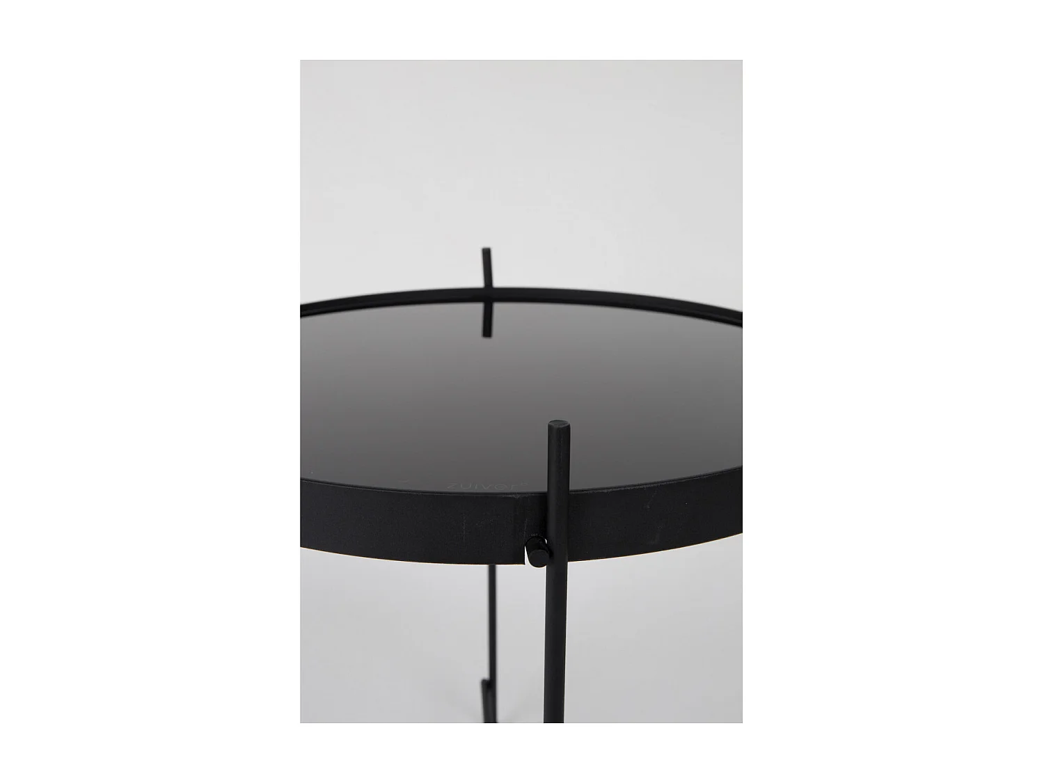 CUPID - Table basse en verre et acier laqué noir