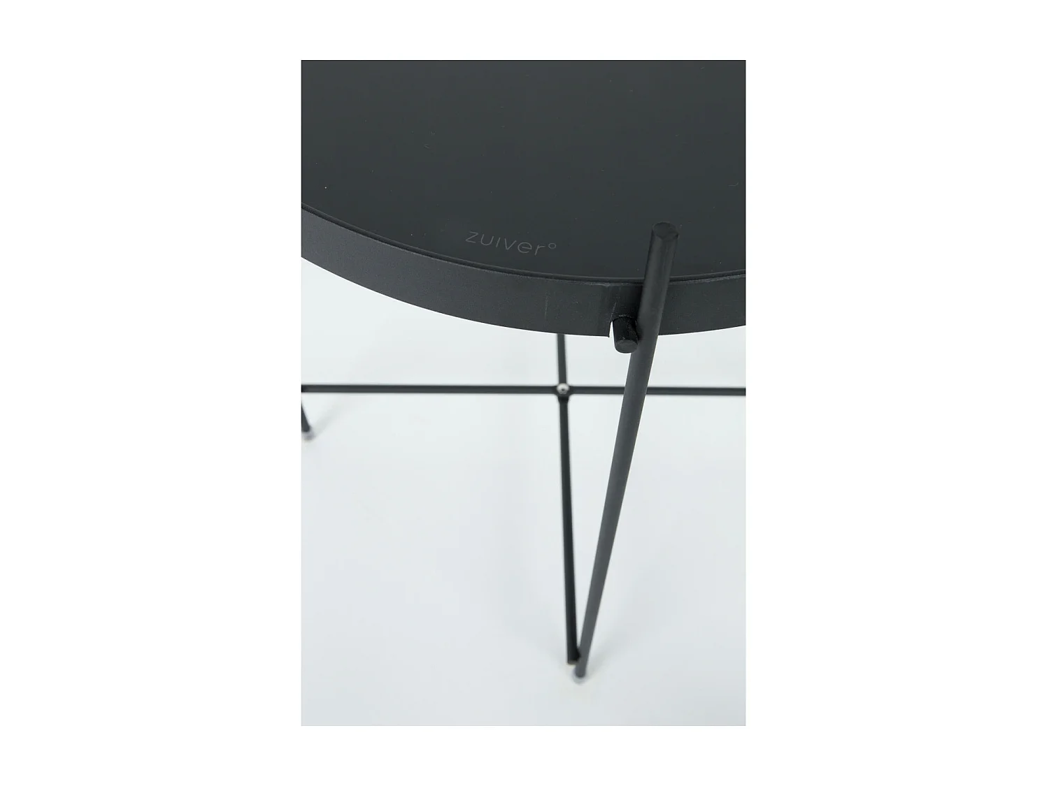 CUPID - Table basse en verre et acier laqué noir