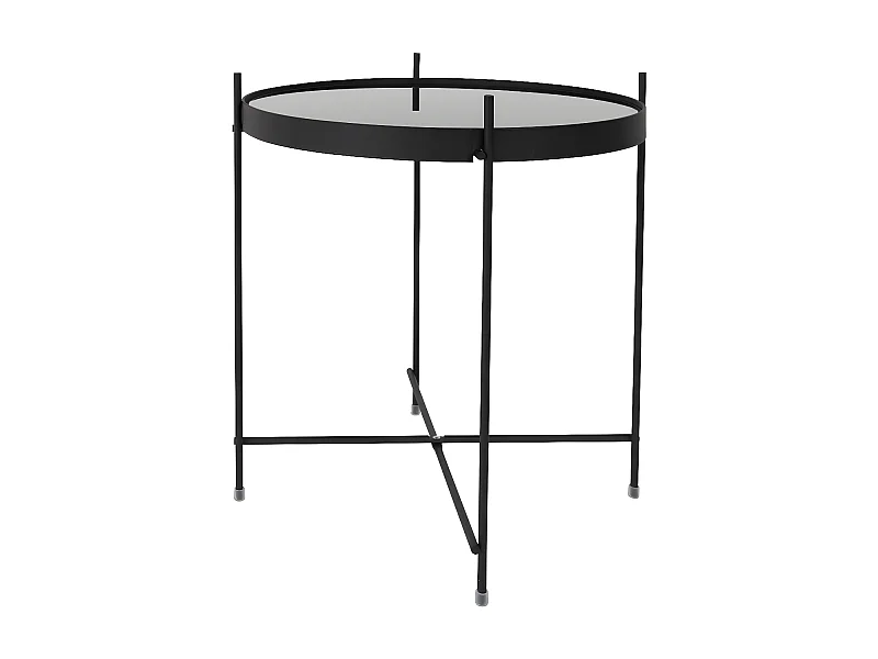 CUPID - Table basse en verre et acier laqué noir