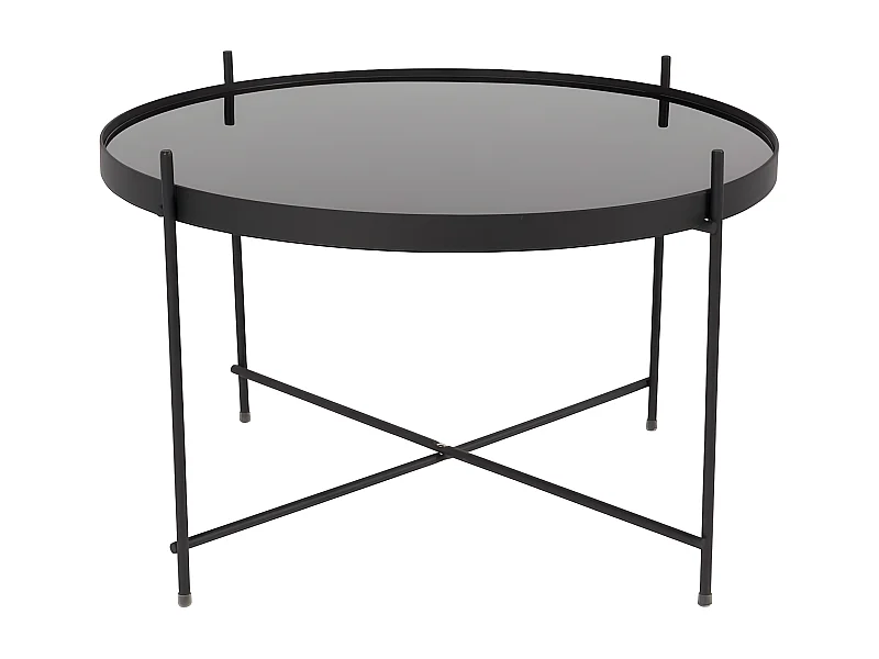 CUPID - Table basse en verre trempé et acier noir