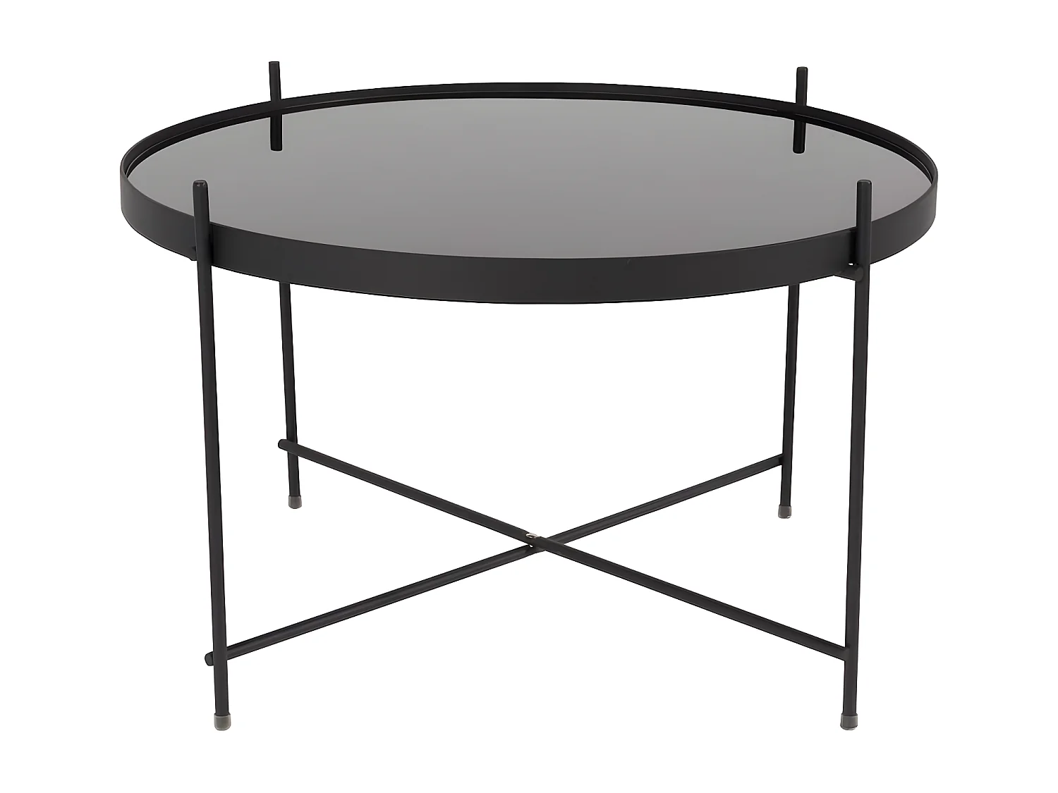 CUPID - Table basse en verre trempé et acier noir