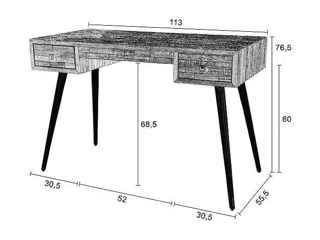 HUT - Bureau en bois recyclé au design vintage
