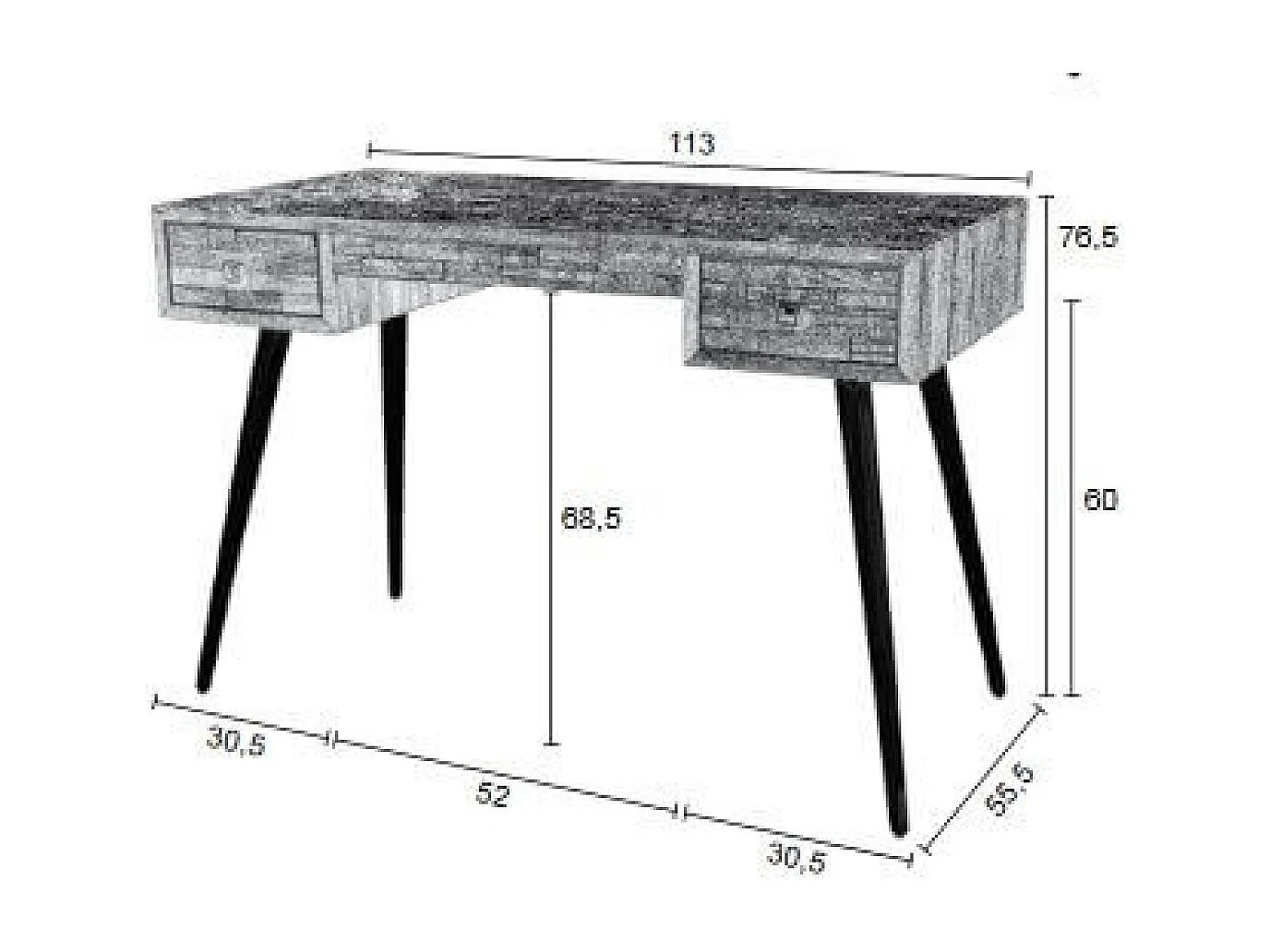 HUT - Bureau en bois recyclé au design vintage