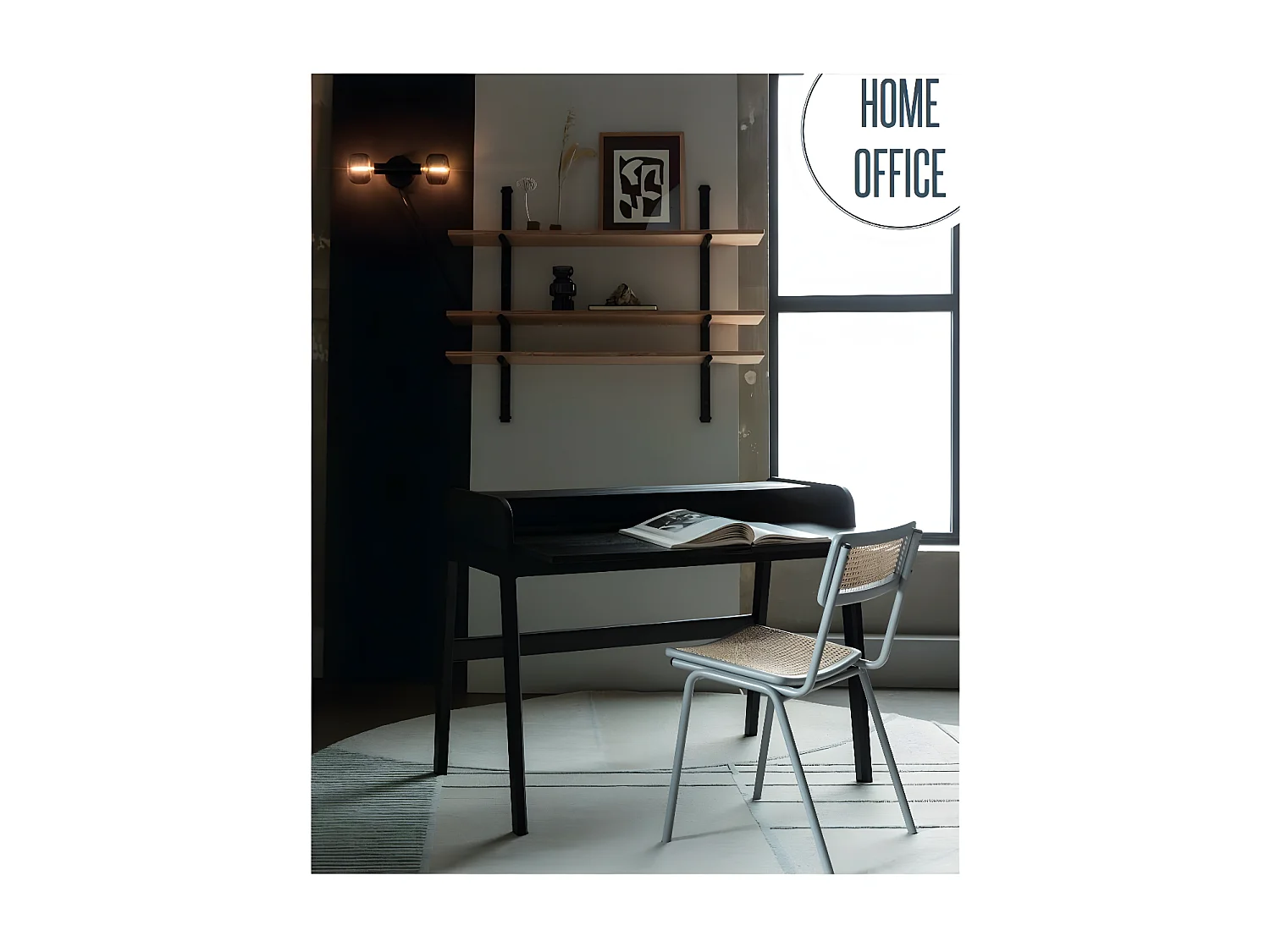 BARBIER - Schreibtisch aus Holz, Schwarz