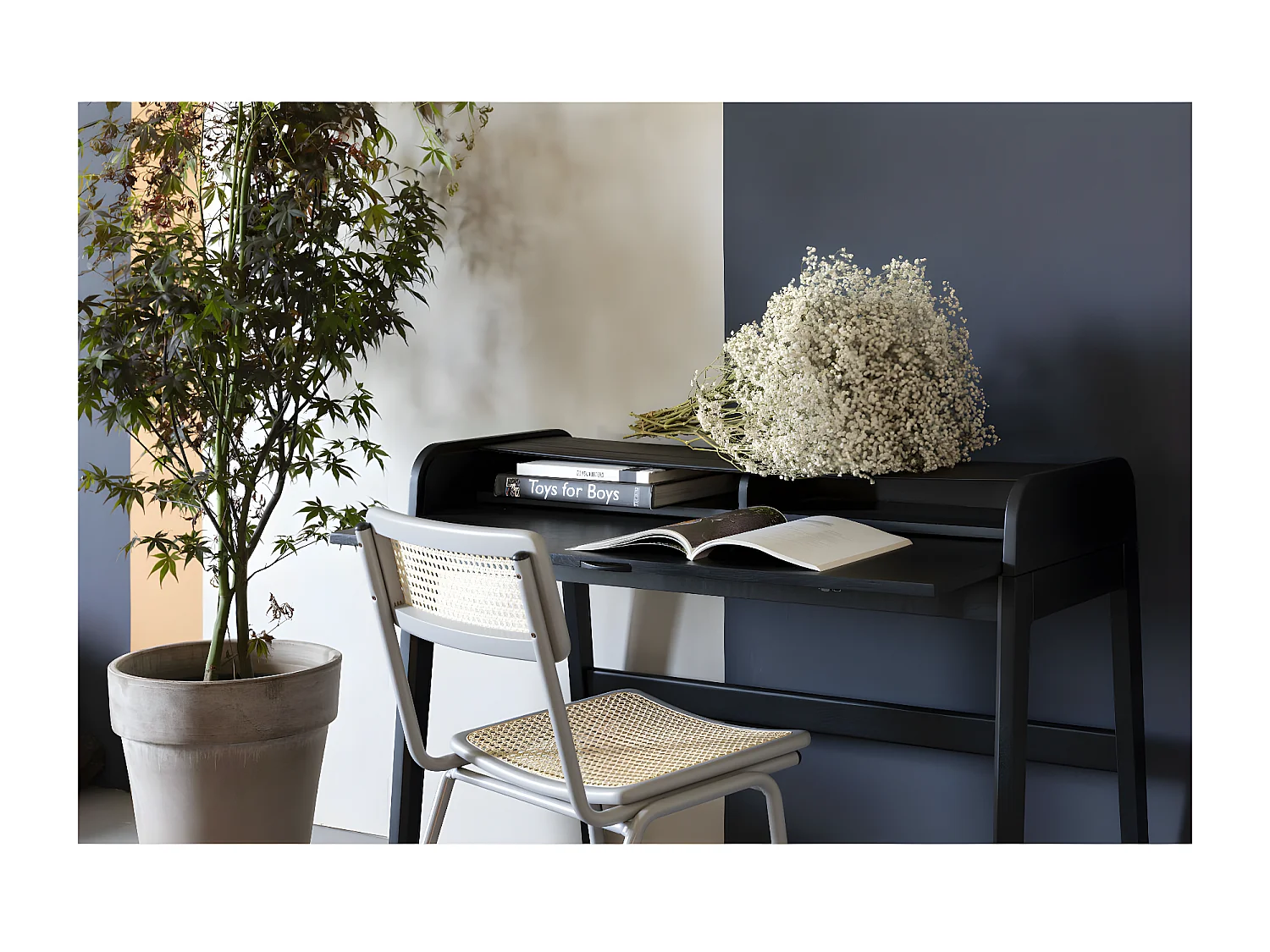 BARBIER - Schreibtisch aus Holz, Schwarz