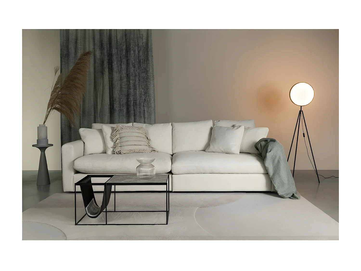 SENSE - Canapé 3 places en tissu crème