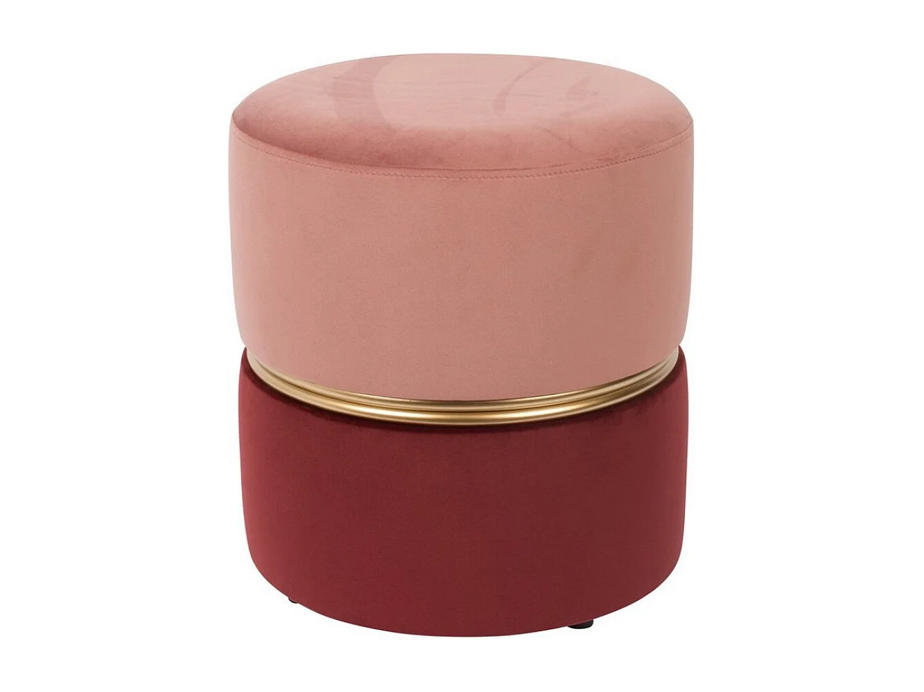 ART DECO - Pouf en velours rose avec cerclage doré