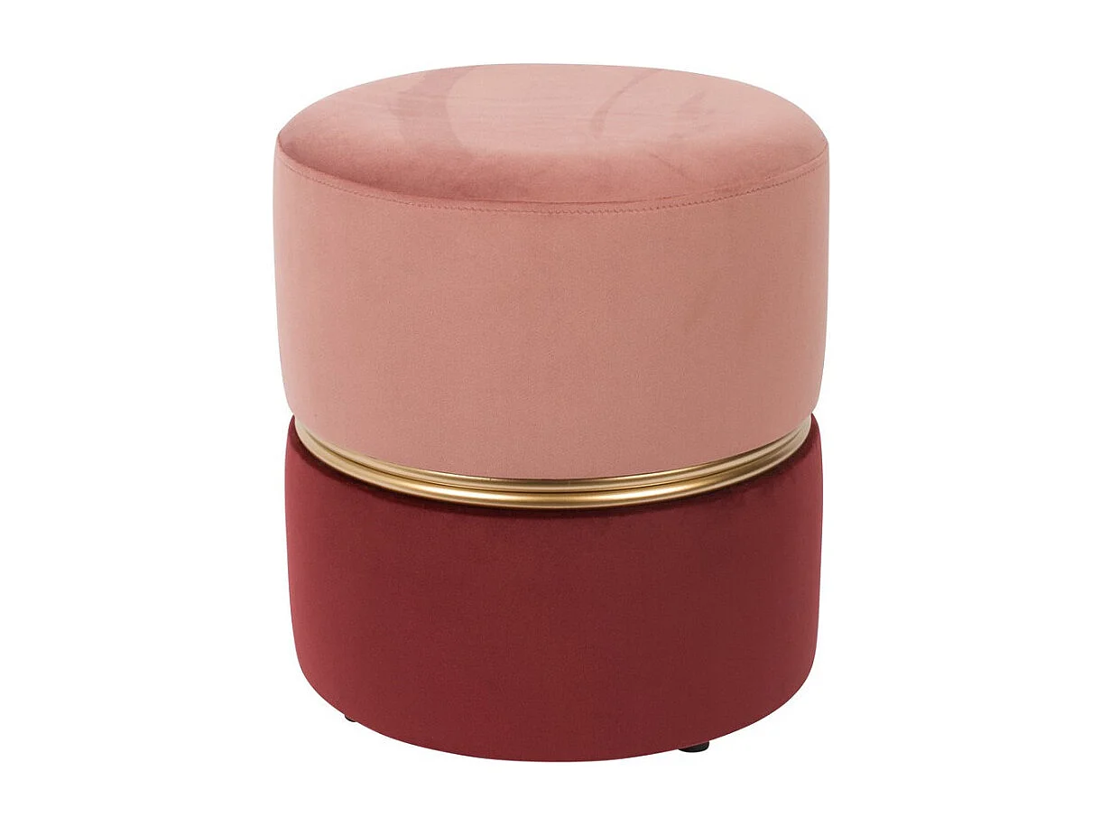 ART DECO - Pouf en velours rose avec cerclage doré