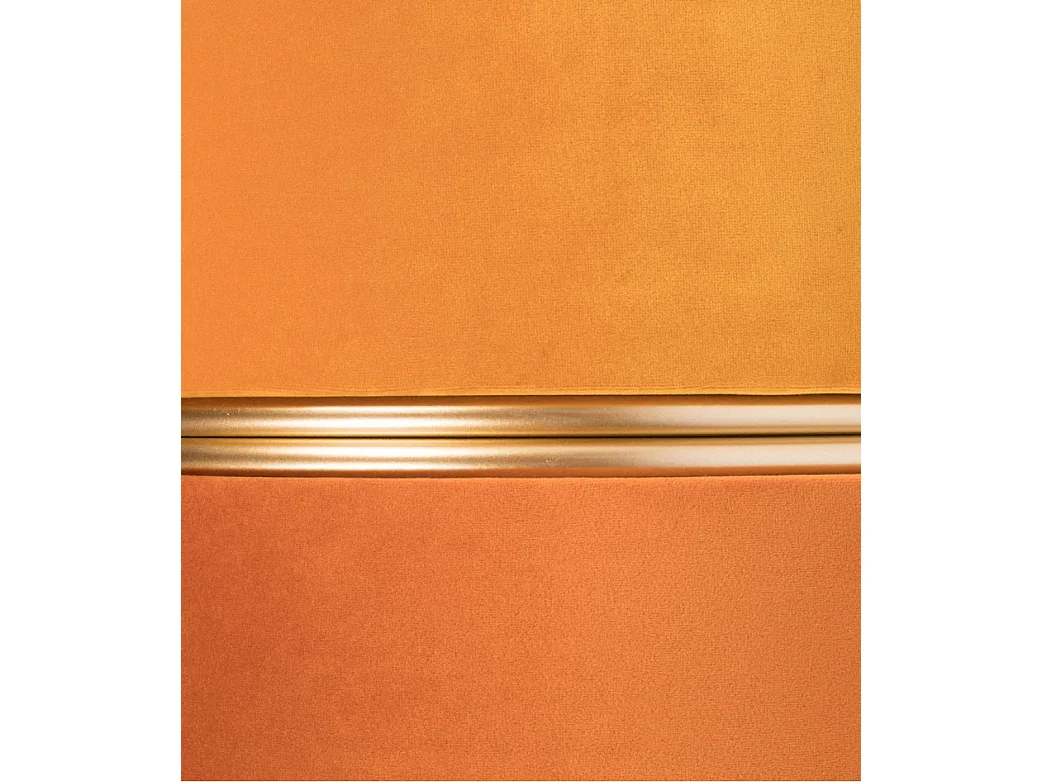 ART DECO - Tabouret pouf en velours orange avec cerclage doré