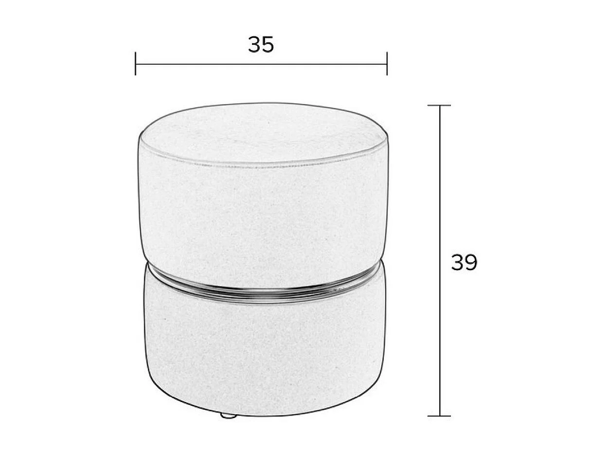 ART DECO - Tabouret pouf en velours orange avec cerclage doré