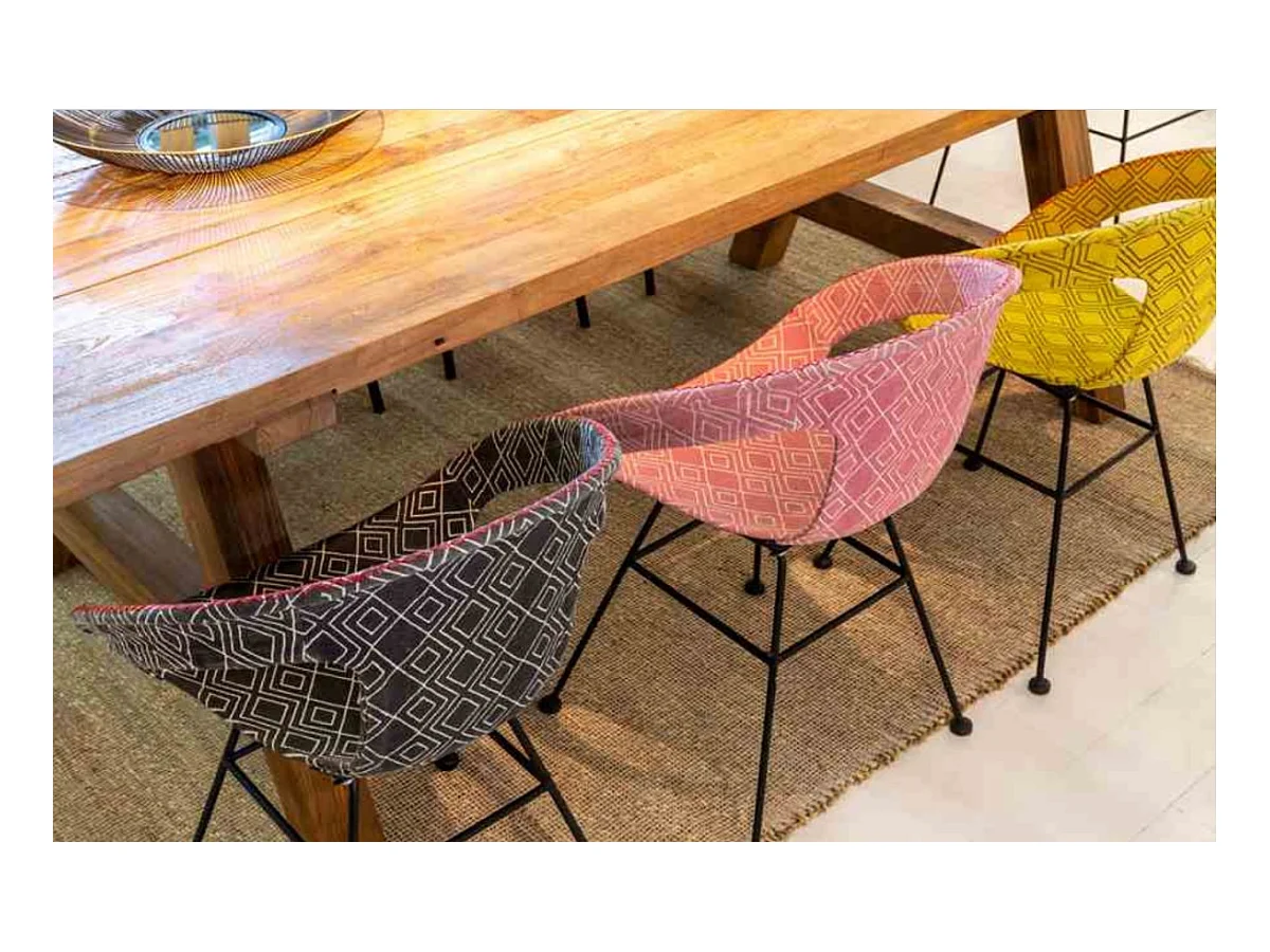 MAYA - Fauteuil de repas en coton jaune
