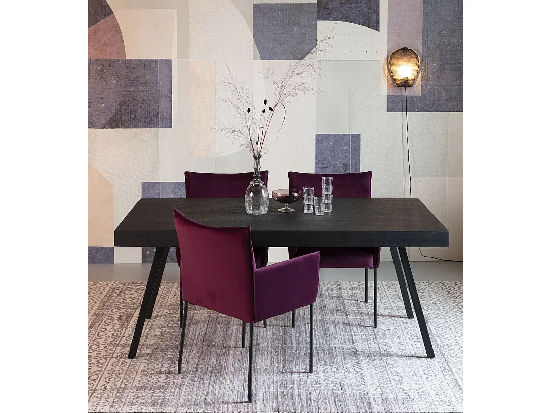 HAVANE - Table repas en bois de teck recyclé et acier noir