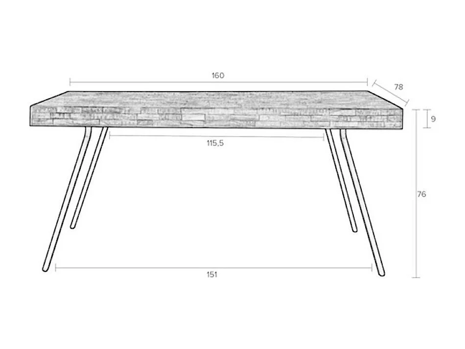 HAVANE - Table repas en bois de teck recyclé et acier noir