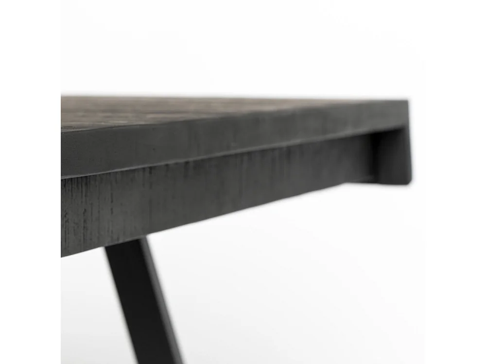 HAVANE - Table repas en bois de teck recyclé et acier noir