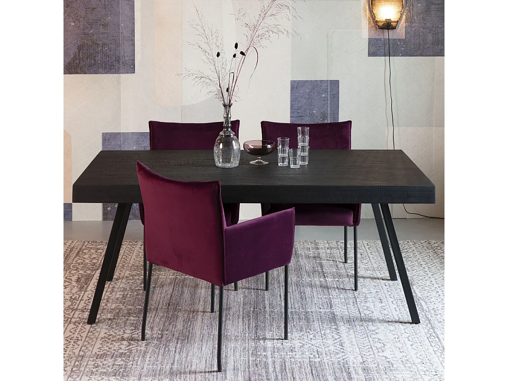 Suri - Table à manger 4 personnes en teck recyclé et métal - Noir