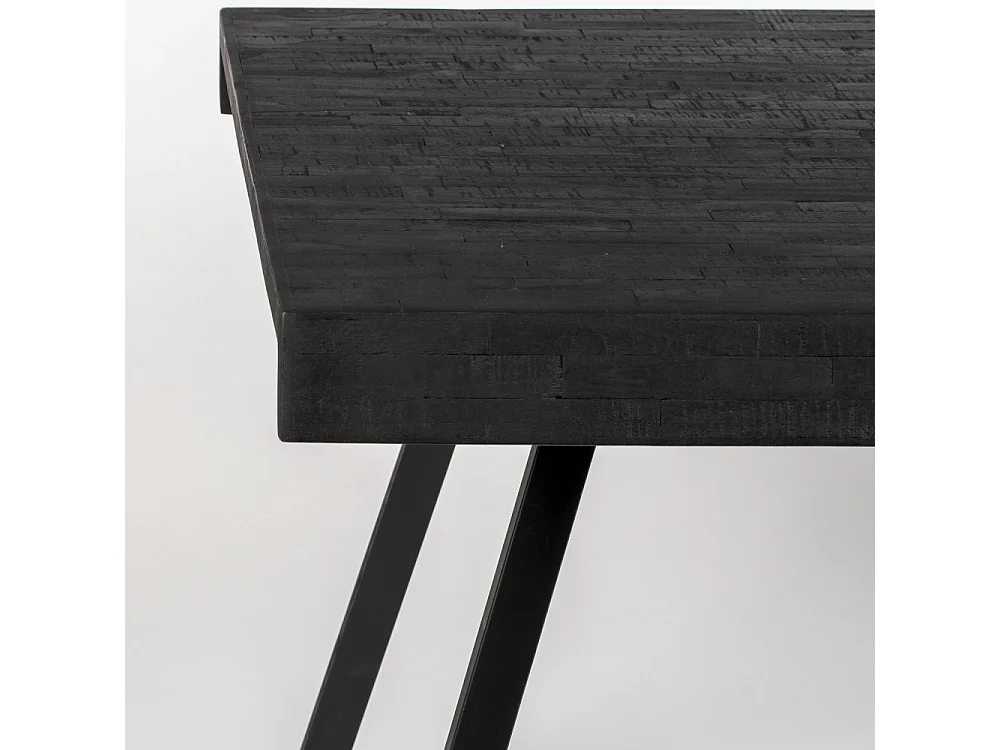 Suri - Table à manger 4 personnes en teck recyclé et métal - Noir
