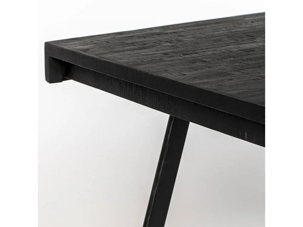 Suri - Table à manger 4 personnes en teck recyclé et métal - Noir