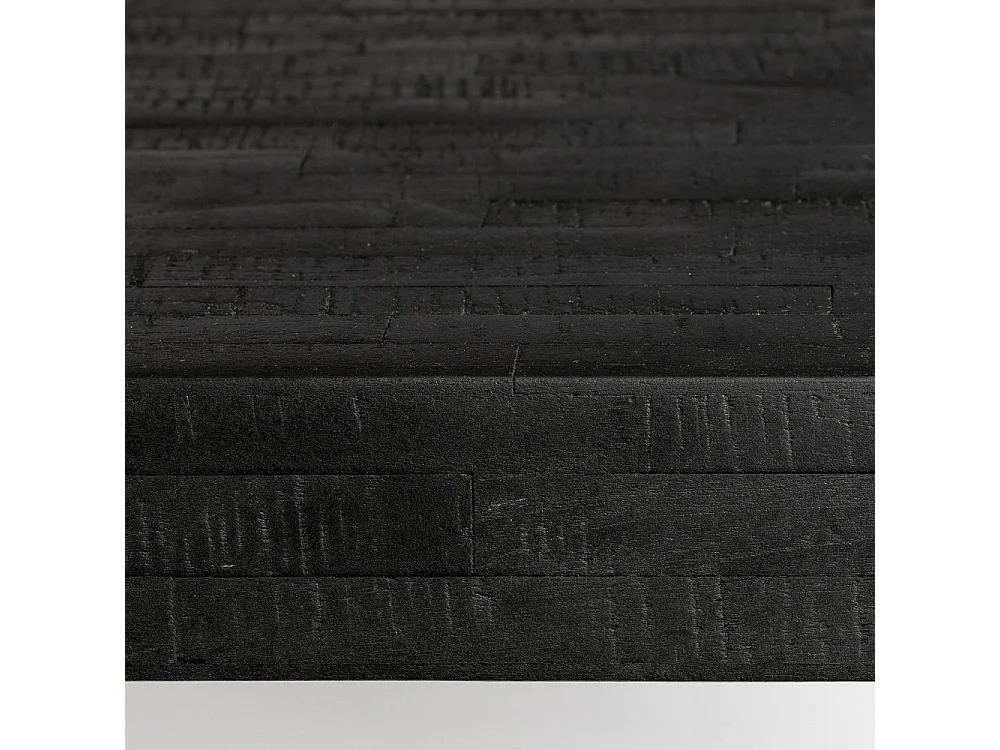 Suri - Table à manger 4 personnes en teck recyclé et métal - Noir