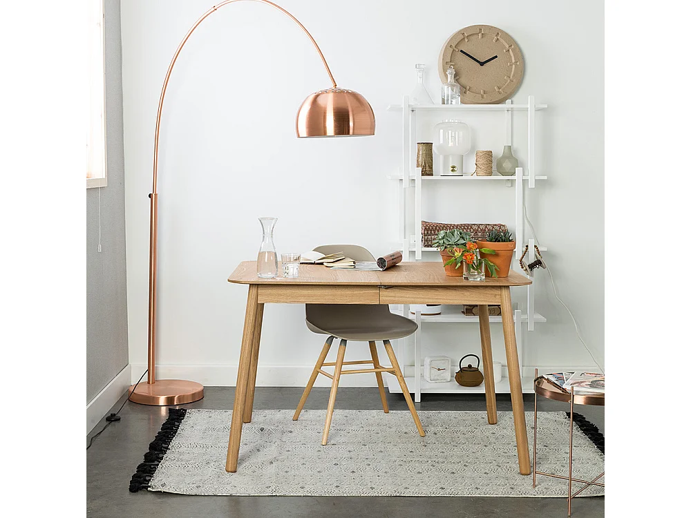 Glimps - Table à manger extensible 4 à 6 personnes 120-162x80cm en bois - Naturel